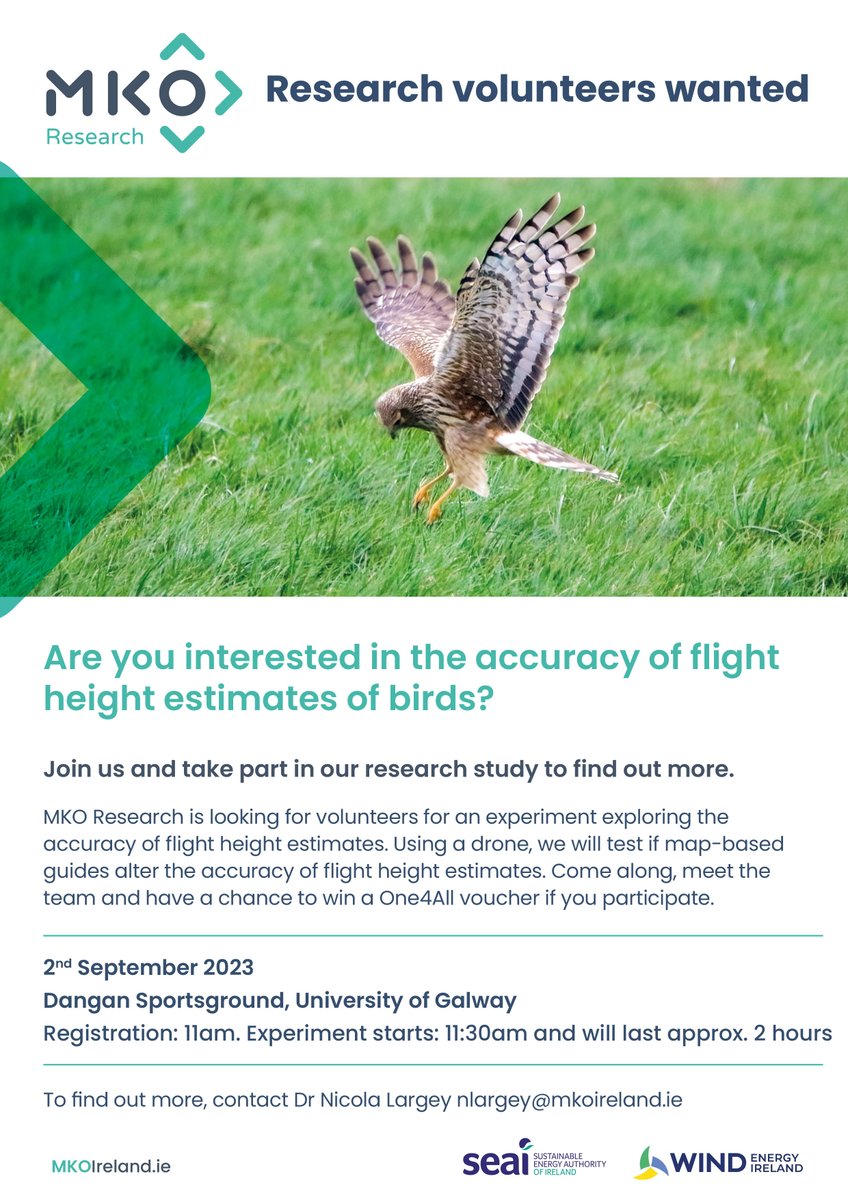 📢One day to go until <a href="/mkoresearch/">MKO Research</a> experiment 

📅2nd September 2023
🕚11am Registration
📍Dangan Sportsground, University of Galway

For more information, email: Nicola Largey nlargey@mkoireland.ie 

#MKO #Research <a href="/WindEnergyIRL/">Wind Energy Ireland</a> <a href="/SEAI_ie/">SEAI</a>