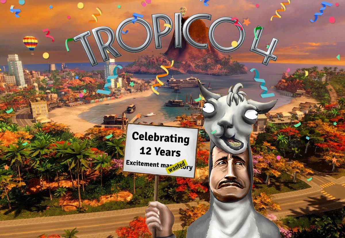Twelve years ago, another Tropico game was made fo(u)r you!
Happy 12-year anniversary to #Tropico4 – I invite you to celebrate my greatness (it’s not optional)! 🎉