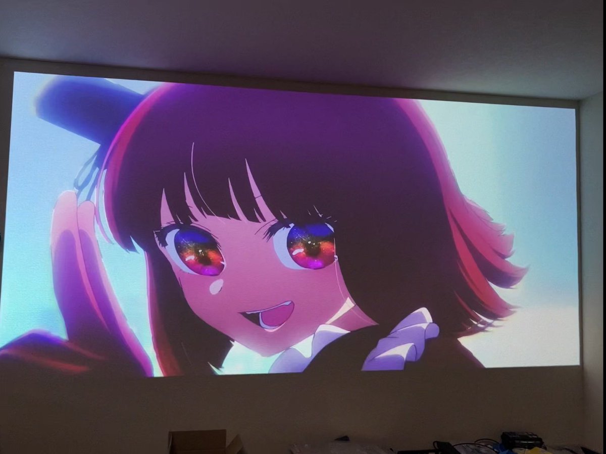 sai_ho's tweet photo. プロジェクター導入。
100インチ取れてるし、壁投影だけど画質そこまで悪くないし全然あり。 https://t.co/WaBBubkUIG