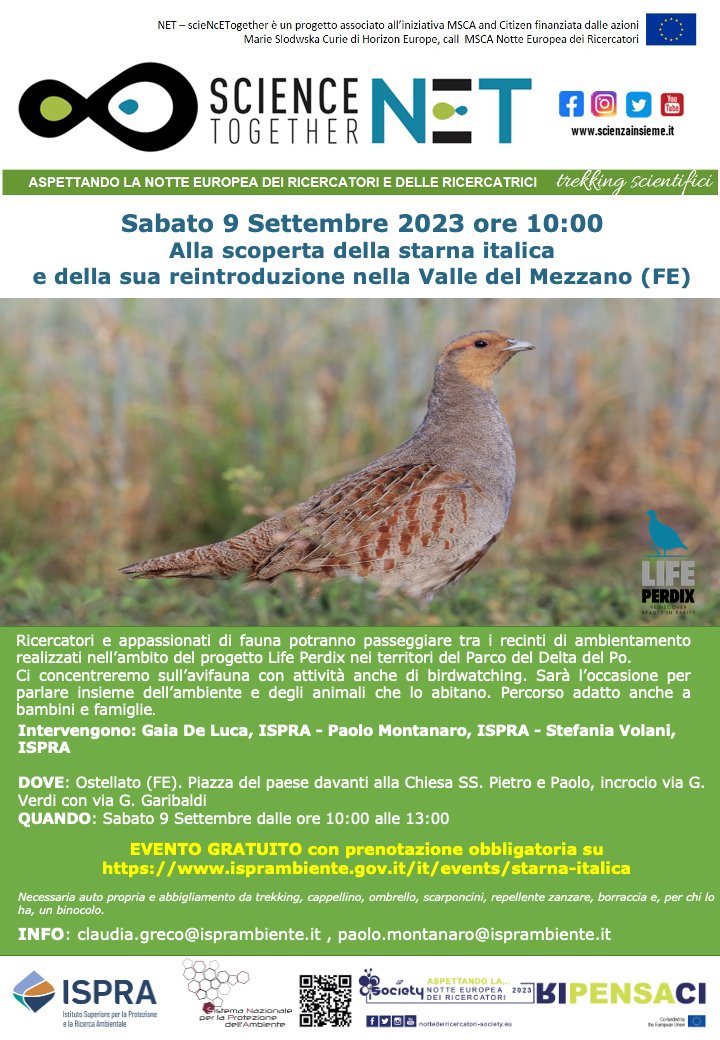 #LIFEproject #LIFEprogramme <a href="/perdix/">Myles Crowder</a>
𝗘𝘃𝗲𝗻𝘁𝗼 𝗴𝗿𝗮𝘁𝘂𝗶𝘁𝗼 𝗮𝗹 𝗠𝗲𝘇𝘇𝗮𝗻𝗼: il 9 settembre, passeggiata tra i recinti di ambientamento del Parco Delta Po . Iscriversi è facile, basta cliccare qui: isprambiente.gov.it/it/events/star…