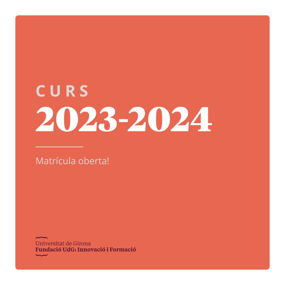 fundacioudg's tweet photo. 🙌Aquest any, sí!

😍No ajornis més el teu futur!

📢Matrícula oberta dels Màsters, Postgraus i Especialització 2023-2024

✔Inverteix en tu i creix professionalment i personalment de la millor manera, formant-te!

👉Consulta la nostra oferta formativa: https://t.co/N6wL7JIOt2 https://t.co/vEqGAmpVA9