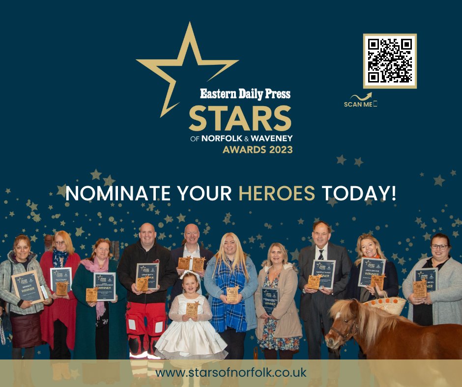 EDP24's tweet photo. Don't miss your chance to nominate your heroes at the Stars of Norfolk awards!
Enter now: https://t.co/wFnnFDBGh3
#starsofnorfolk https://t.co/ONuug38ihh