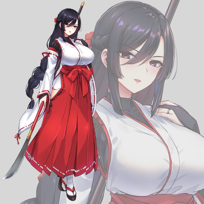 巫女服の杠葉つばきさん 