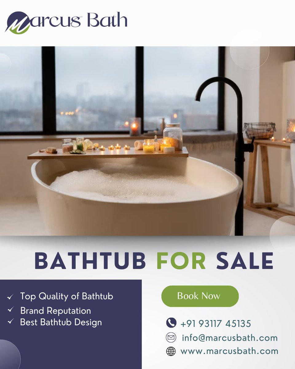 MarcusBath's tweet photo. "Promote your bathing experience with luxury! 🛁 Explore our cultured bathtubs for sale at Marcus Bath today. Dive into opulence!
📞 +91-9599459779
✉️ info@marcusbath.com
🌐 https://t.co/WlwfuD6ywX
#BathroomGoals #MarcusBath
#saunabath #drysauna
#SteamSaunaBathBliss https://t.co/Ua23W3HKsb