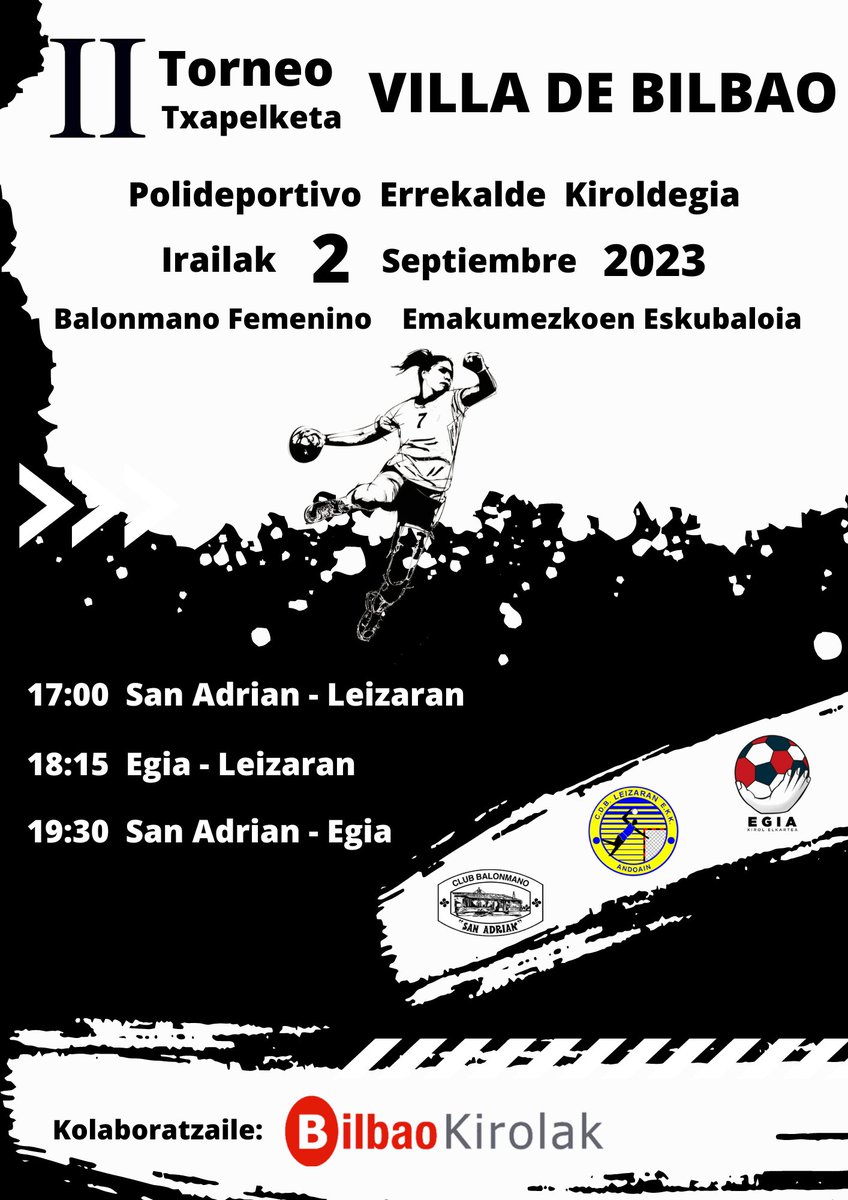 🏆🟡
Mañana, 2 de septiembre en el Polideportivo de Rekalde, se celebrará el II Torneo Villa de Bilbao, con la colaboración de Bilbao Kirolak

🏆🟡
Bihar, irailak 2, Errekaldeko kiroldegian, Villa de Bilbao II Txapelketa ospatuko da.
Bilbao Kirolaren laguntzarekin

<a href="/bilbaokirolak/">Bilbao Kirolak</a>