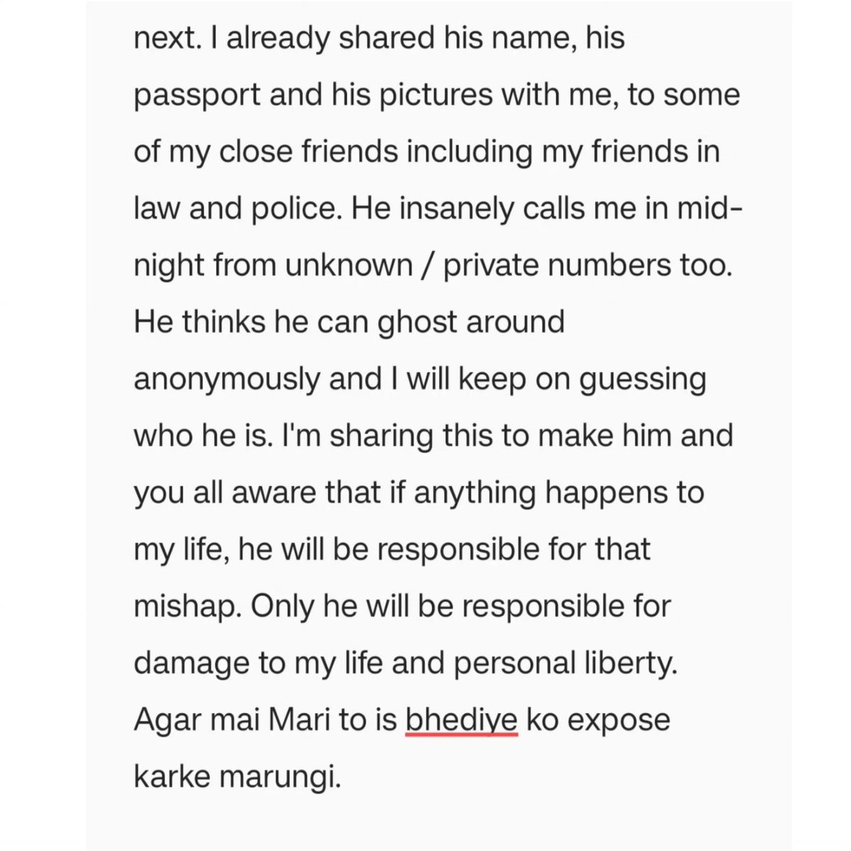 VamikaSinghtwit's tweet image. Padh le ache se. Badi bareeki se mera social media check karta hai na. Itna hi Mera Diwana hai,  to jail Jane ke liye bhi ready reh. Agar Maroongi , to tujhe sath leke Maroongi. #ipc306 #abetmenttosuicide #suicidesquad