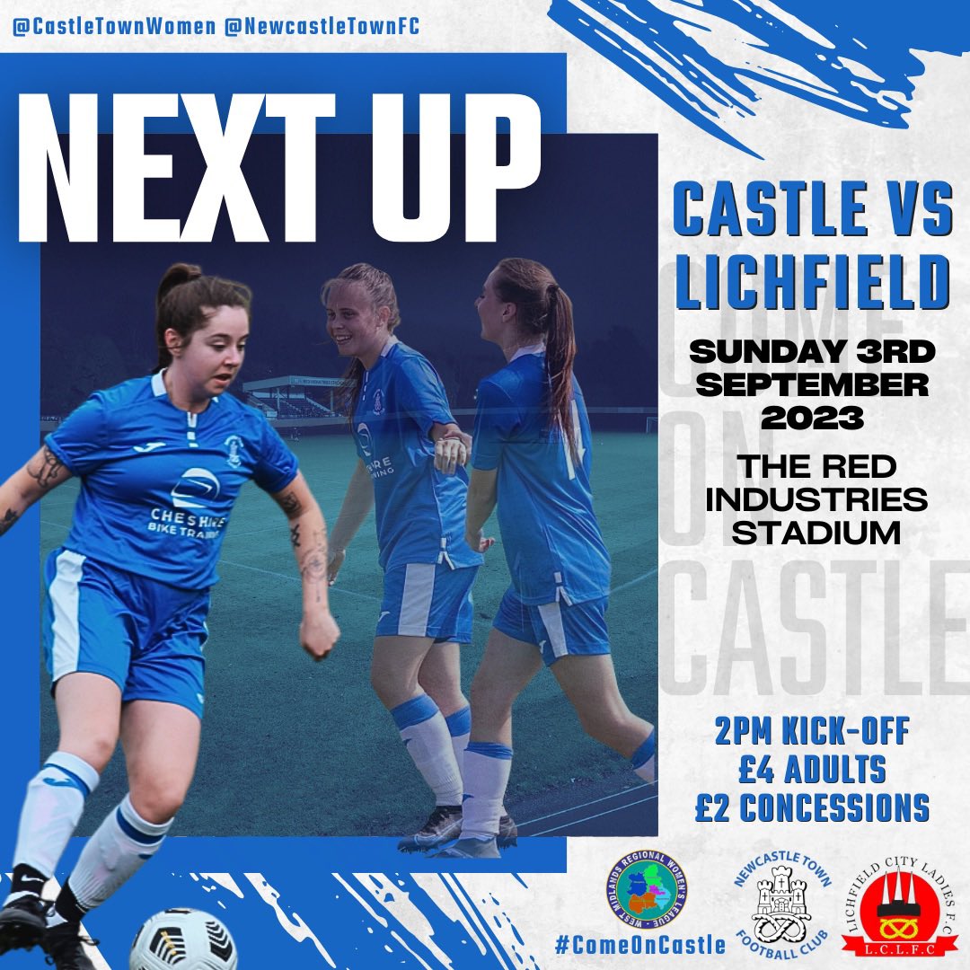 🔵⚪️ 𝙉𝙀𝙓𝙏 𝙐𝙋 ⚪️🔵

2️⃣ days until the NEW season gets underway!

⚽️ CASTLE vs Lichfield City Reserves
🏆 WMRWL Division One North
🗓️ Sunday 3rd September 2023
🏟️ The Red Industries Stadium (ST5 3BX)
⏰ 2pm Kick-Off
🎟️ £4 Adults | £2 Concessions

🔵⚪️🏰