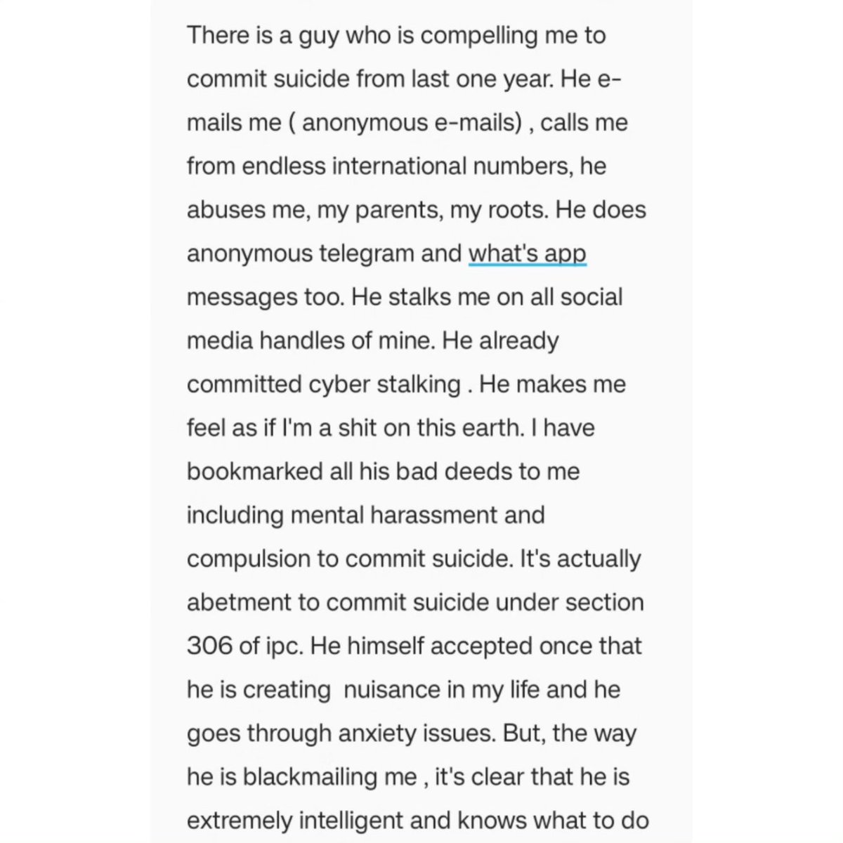 VamikaSinghtwit's tweet image. Padh le ache se. Badi bareeki se mera social media check karta hai na. Itna hi Mera Diwana hai,  to jail Jane ke liye bhi ready reh. Agar Maroongi , to tujhe sath leke Maroongi. #ipc306 #abetmenttosuicide #suicidesquad