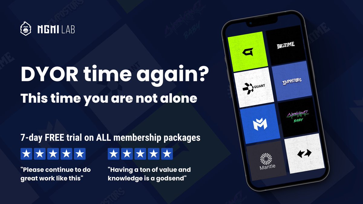 ngmilabofficial's tweet photo. Too busy to find future web3 unicorns? 

Get 1000’s hours of expert research in easy to read 3 minute project reports.

There’s too much opportunity in web3 to miss this!

FREE 7-day trial. 
Get everything, for nothing. 

https://t.co/EXnGVDM5M9 https://t.co/sahB2w1iqy
