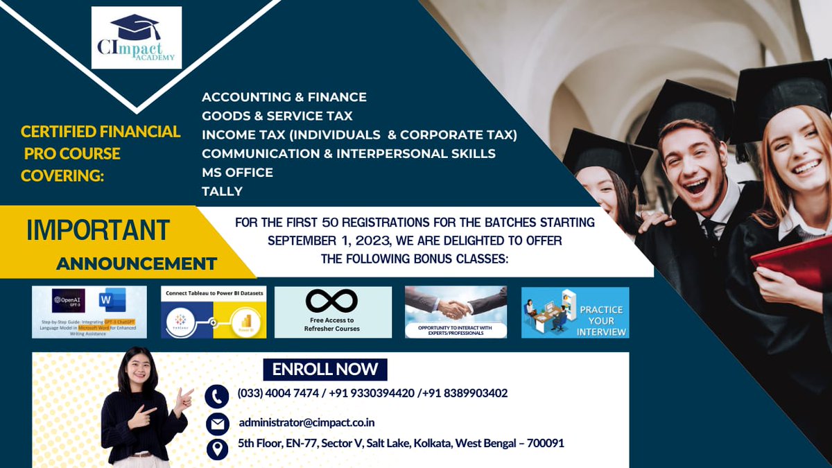 CimpactAcademy's tweet photo. Inviting for webinar - Sep 9, 2023 11:00 AM  

Topic-Cimpact Academy - Certified Financial Pro https://t.co/ASaP06Dljc
Speaker - CA SAKET AGARWAL @saketagarw43078 Co-Founder &amp; Director, CIMPACT ACADEMY  

#JoinUs  #webinar #Training #ProfessionalDevelopment #careerdevelopment https://t.co/5Zajkcqdup