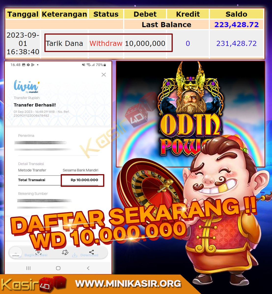 YenniWangsa's tweet photo. ✨ #KASIR4D ❗❗

💣 Deposit : 4.000.000
💣 Withdraw : 10.000.000
💣 Games : SLOT HABANERO - POWER OF ODIN

✨ CS ONLINE 24 JAM NONSTOP 🎉: 
👉 𝗟𝗜𝗡𝗞 𝗔𝗟𝗧𝗘𝗥𝗡𝗔𝗧𝗜𝗙 : https://t.co/d9BRHLmoWq

#infoslot #infoslotgacor #slotgacor #kasir4d https://t.co/uwL1Do40Hl