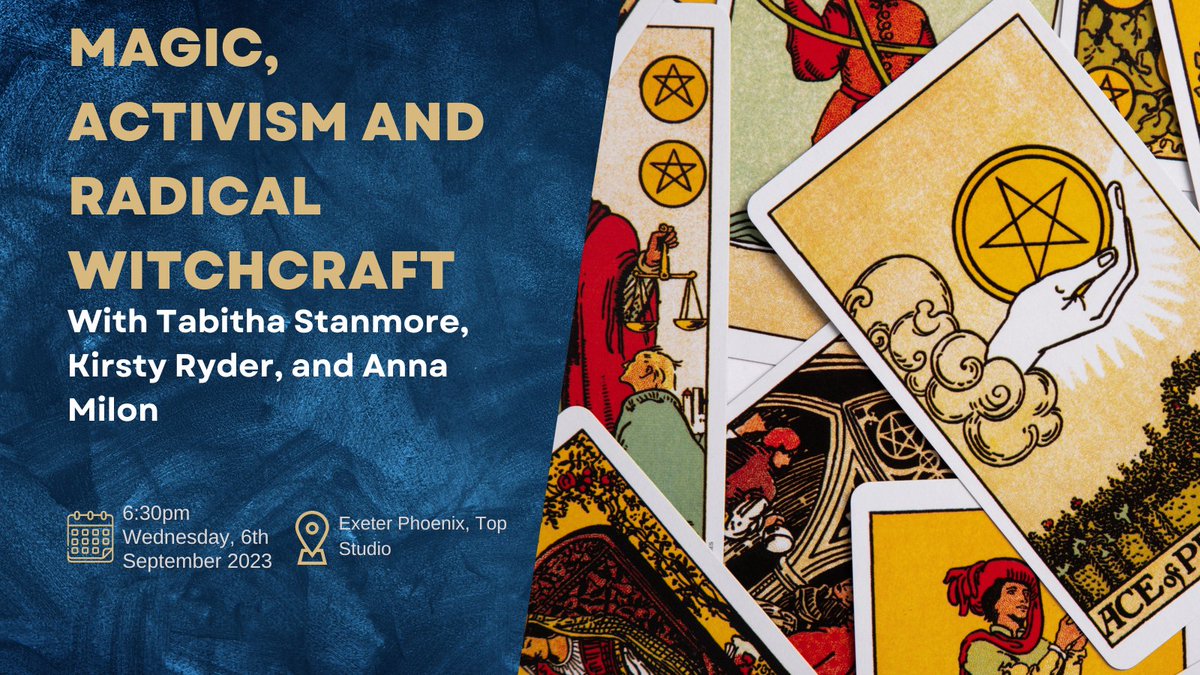 CritSpirit's tweet photo. Come join us on September 6th, at the @ExeterPhoenix, where Dr Tabitha Stanmore, Kirsty Ryder, and Anna Milon will be talking about all things 'Magic, Activism and Radical Witchcraft'. 

Find more information here: 

https://t.co/lFthjmINyQ https://t.co/Cijr7DYZbm