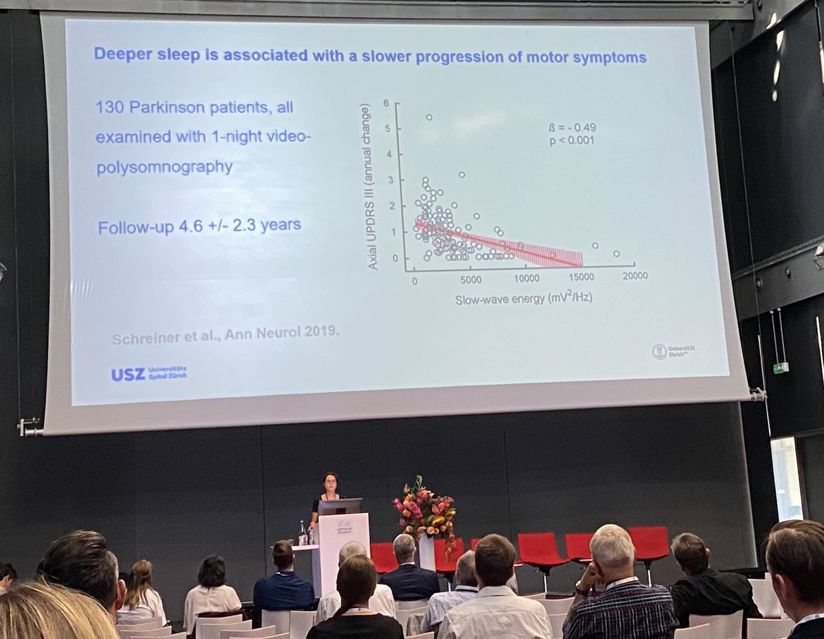 SJ_Schreiner's tweet photo. #Sleep and #neurodegeneration take center stage at the #SSSSC meeting in Geneva🧠💤

The presented data nicely highlight the potential of auditory stimulation of slow waves for targeting #Alzheimer and #Parkinson disease, with
@angelina_maric
@MarcZuest
@inesadsdias
@KaelinAlain https://t.co/RrbbSzNPXR