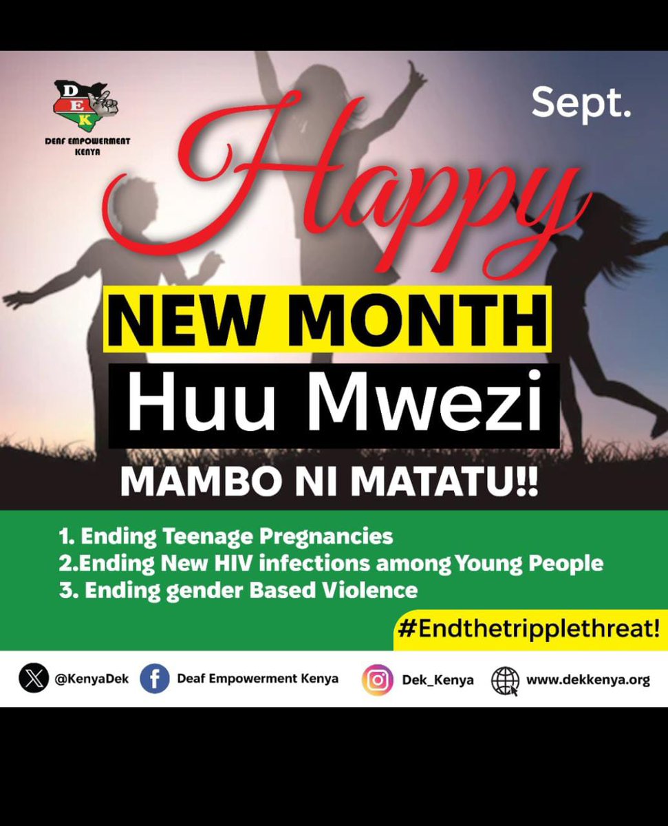 Happy New month.
Huu mwezi mambo ni  3:-
#EndingTeenagePregancy #EndingNewHIVInfection #EndingGenderBasedViolence
 @mariakaniY @maisha_youth @MOH_Kenya @lucas_fondo