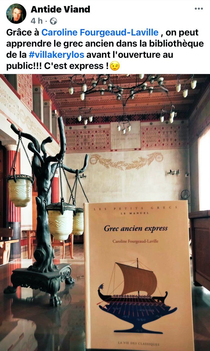 « Grec ancien express » est arrivé chez les Reinach ! (Salomon est cité dans le livre) 😎💙 <a href="/antide_viand/">Antide VIAND</a> 🙏🏼 #villakérylos #grec #grece #livres #VendrediLecture