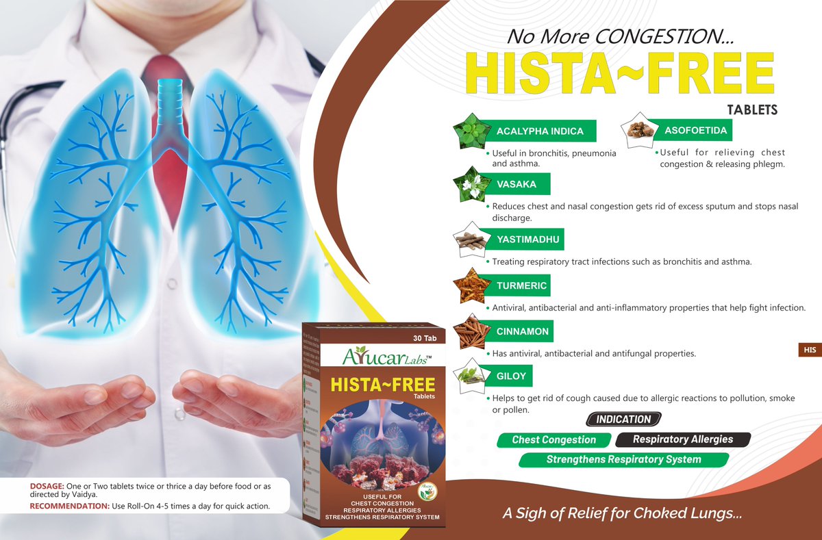 Hista~free Tablet -The allergic supplement contains a blend of six Ayurvedic herbs   ayucar-labs.blogspot.com/.../histafree-… #ayurveda #yoga #ayurvedalifestyle #health #kapha 

Contact Us
WhatsApp/call (+919030306245)
Mail us:-support@ayucarlabs.com
AYUCARLABS.COM