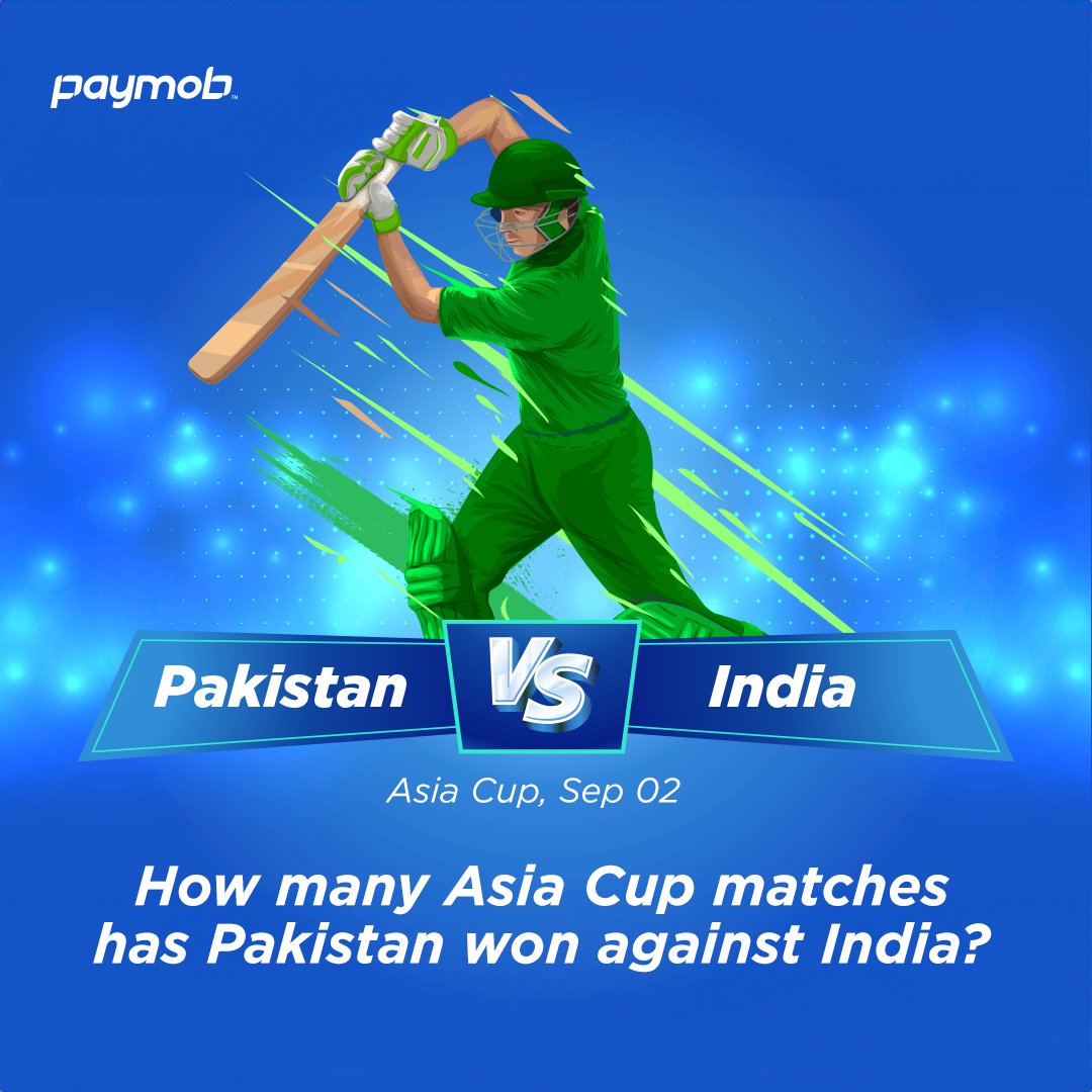 PaymobPakistan's tweet photo. Pakistan vs India
Let’s refresh our memories as we look forward to the big game.
How many Asia Cup games has Pakistan won against India?
Let us know in the comments below.
#Paymob #PakistanvsIndia #AsiaCup23 https://t.co/wwDtgOtBkr