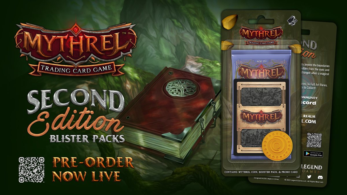 mythreltcg's tweet photo. Pre-Order new Second Edition Blister Packs! New one of five exclusive blister promo cards are included!

https://t.co/IGK80aZLU5 🔥

Come join our Discord for the full update of Mythrel v0.5.6!

https://t.co/Cj68TjaprA 👈

#mythrel #tcg #ccg #tradingcards #tradingcardgame #collectibles #blisterpack #promocards #cards #preorder #art #artwork #illustration #secondedition #cardgame #iphone #steam