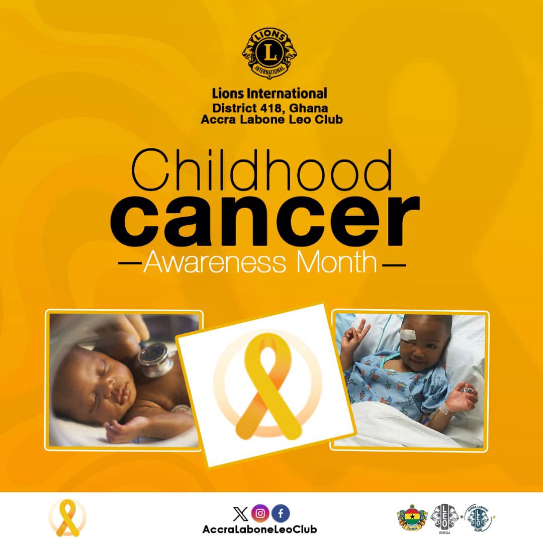 accralaboneleos's tweet photo. 2023 Gold September
September is Childhood Cancer Awareness Month-our annual opportunity to create awareness of the impact of cancer for so many children and their families.
#lionsclubs #leodistrict418
#LaboneLeos #childhoodcancer https://t.co/iIrRsc4IGM