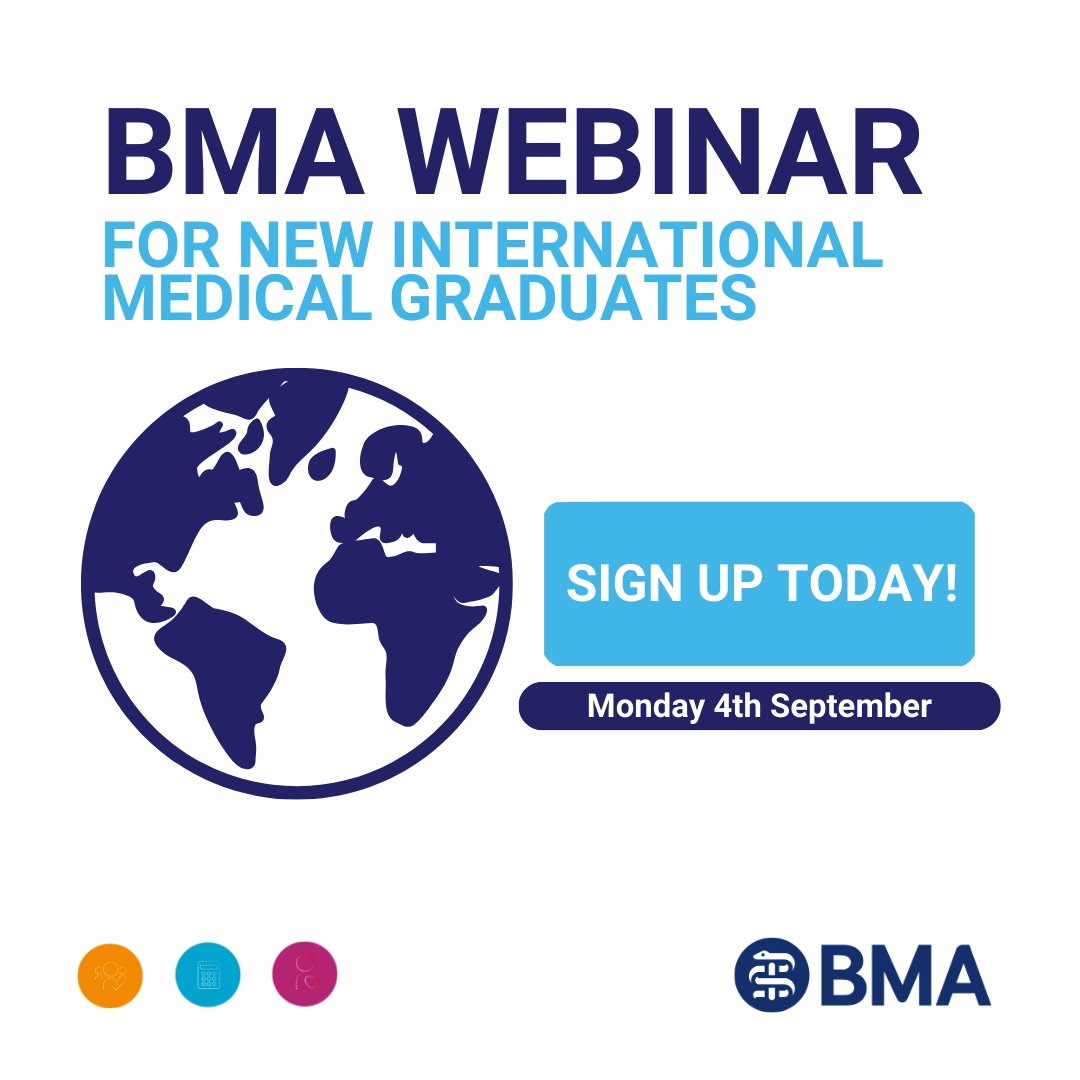 Are you one of our #IMGDoctors who is new to the UK?

@TheBMA are delivering a free online talk on Teams this Monday (4th September) so you can gain handy tips and guidance!

🗓️ 6.30pm - 8pm

Find out more information about the event and register here: forms.office.com/e/4GW9gdDrVb