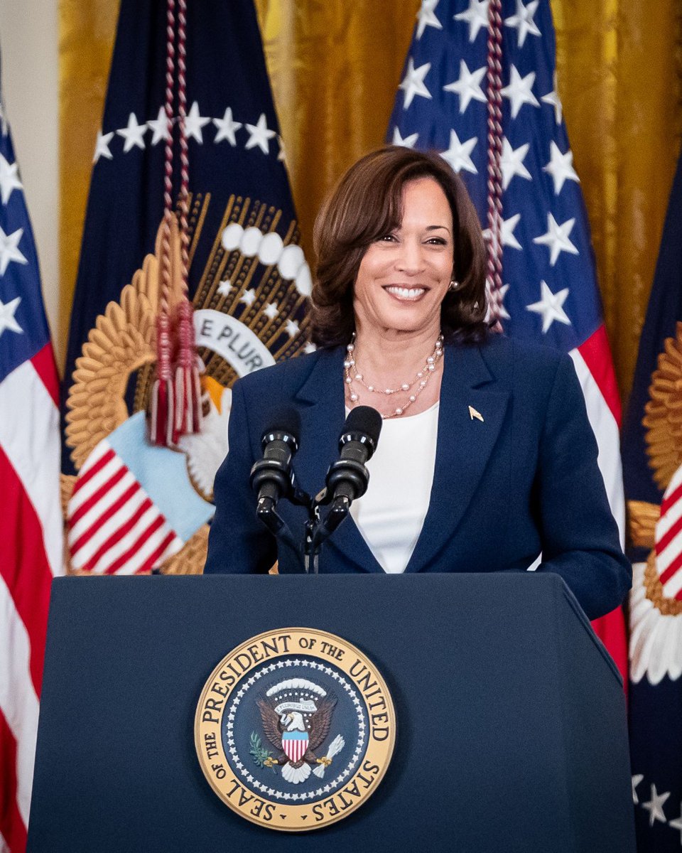 KamalaHarris's tweet photo. This week, we announced the first 10 drugs selected for Medicare price negotiation. 

This would not have been possible without President @JoeBiden’s and Democrats’ leadership. https://t.co/TcekpHTJXU