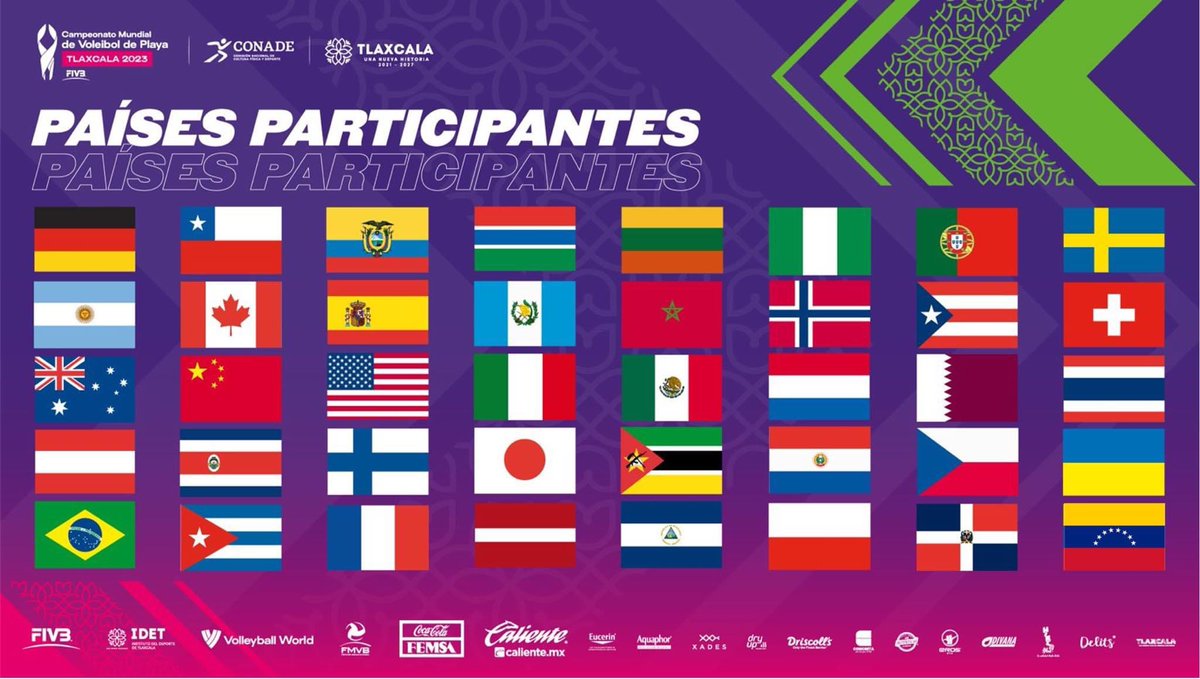 ¡Estamos a 34 días del Campeonato Mundial de Voleibol de Playa, Tlaxcala 2023‼️

192 atletas provenientes de 40 bellos países, competirán en tierras tlaxcaltecas del 5 al 15 de octubre para obtener el preciado trofeo y su boleto a los Juegos Olímpicos #Paris2024.

🌐Visita la