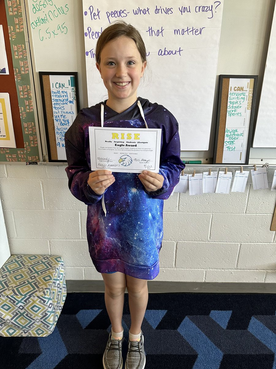 Kennedy is this week's #eaglesrise award winner! She is passionate about learning and shows kindness to everyone she encounters. <a href="/Eastgate6NKC/">Eastgate6thGradeCenter</a>