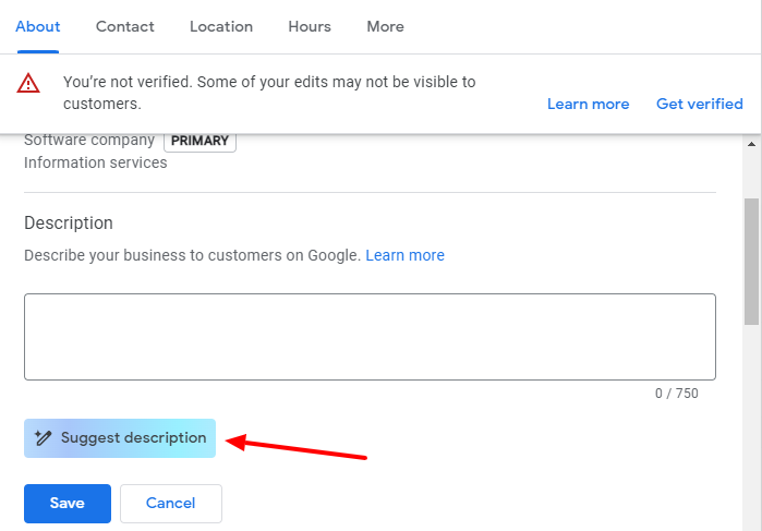 Guys found a super cool feature today. Now, GBP allows us to generate the business description using inbuilt AI.
 I think to generate the description, it refers to the business website, primary category, and secondary category. #gmb #localseo  <a href="/mblumenthal/">Mike Blumenthal</a> <a href="/localuniv/">Local University</a>