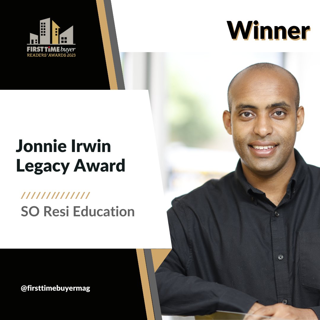 🎉 Applause for @so_resi’s Esaiyas Mollallegn, honoured with the prestigious Jonnie Irwin Legacy Award for the SO Resi Education programme, designed to educate the next gen of first time buyers about homeownership. #FTBAwards