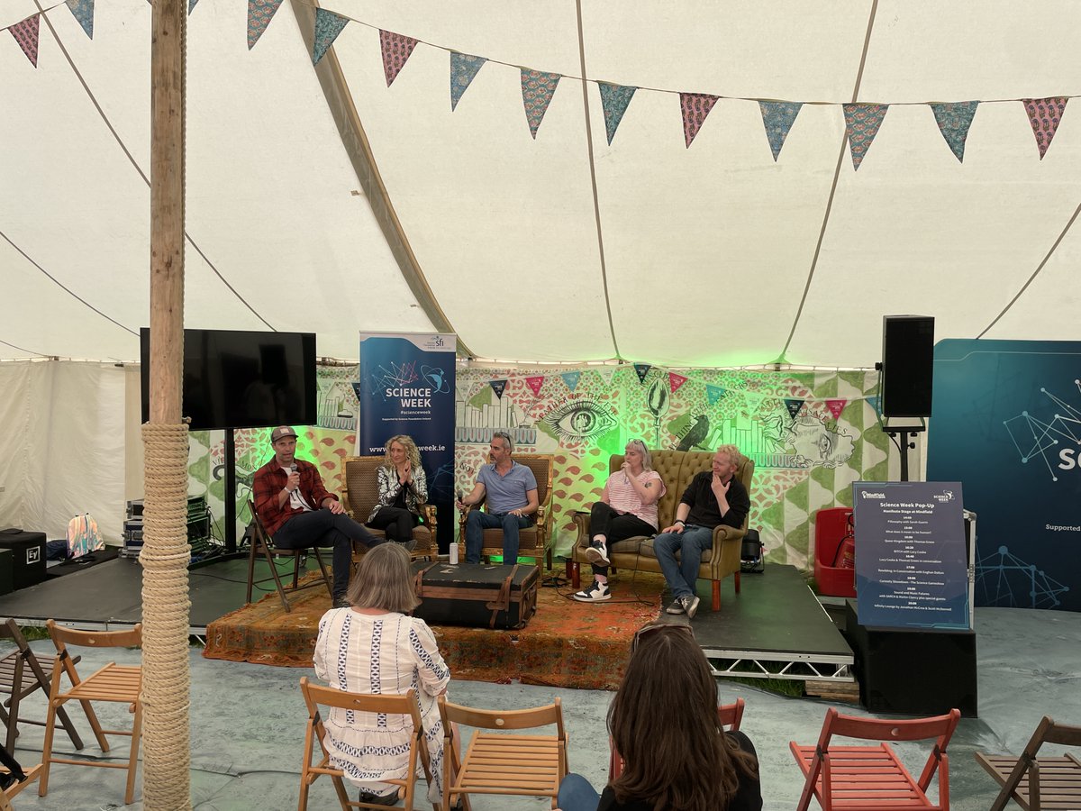 The @AdaptCentre team are at #electricpicnic blowing people's minds with talk of #AI!  
With @jonathan_mccrea @robertross_ie @scienceirel 
#DiscussAI @DiscussAI
