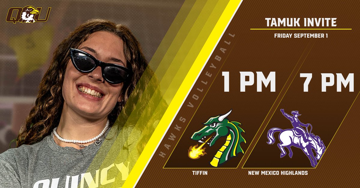 QUHawks's tweet photo. 😎🌞 

🆚 Tiffin &amp; NMH
📍 Kingsville, TX
⏰ 1 &amp; 7PM
📺 https://t.co/SS9D68aWyM
📊https://t.co/CcyxNbvZ2v

#YeeHawk #HawksSoar https://t.co/slfDw4PIxU