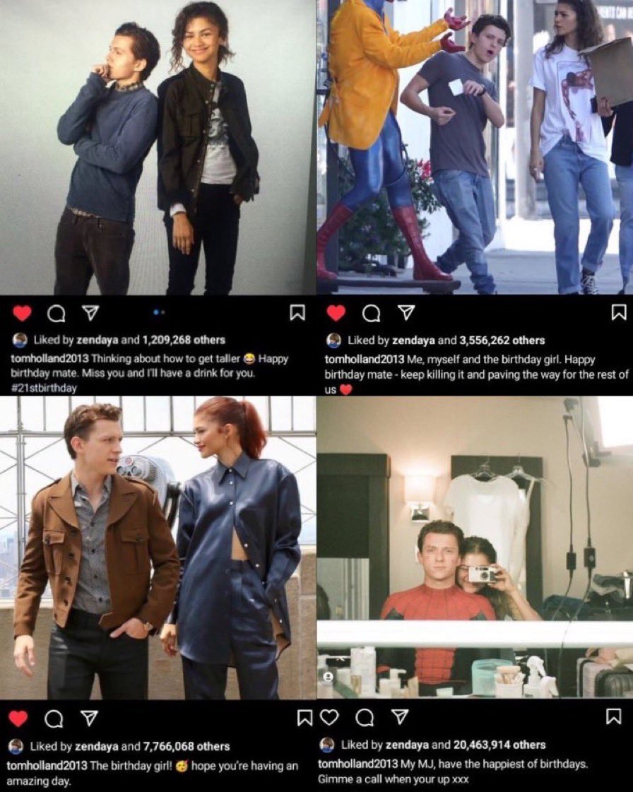 cherrydayas's tweet photo. tom holland’s birthday posts for zendaya over the years <3 https://t.co/Xo6XaRHagS