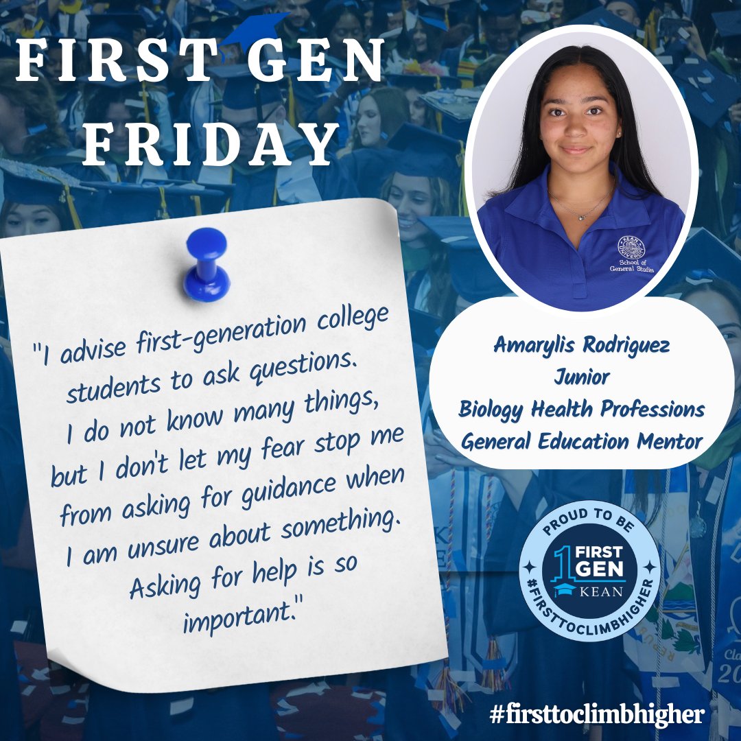 KeanUniversity's tweet photo. On First Gen Friday, we highlight a first-generation college student and faculty or staff member. This week, our features are student Amarylis Rodriguez and Jeremiah Sullivan, acting director of career curriculum and academic partnerships.
#keanfirstgen #firsttoclimbhigher https://t.co/KumUeXP7w9