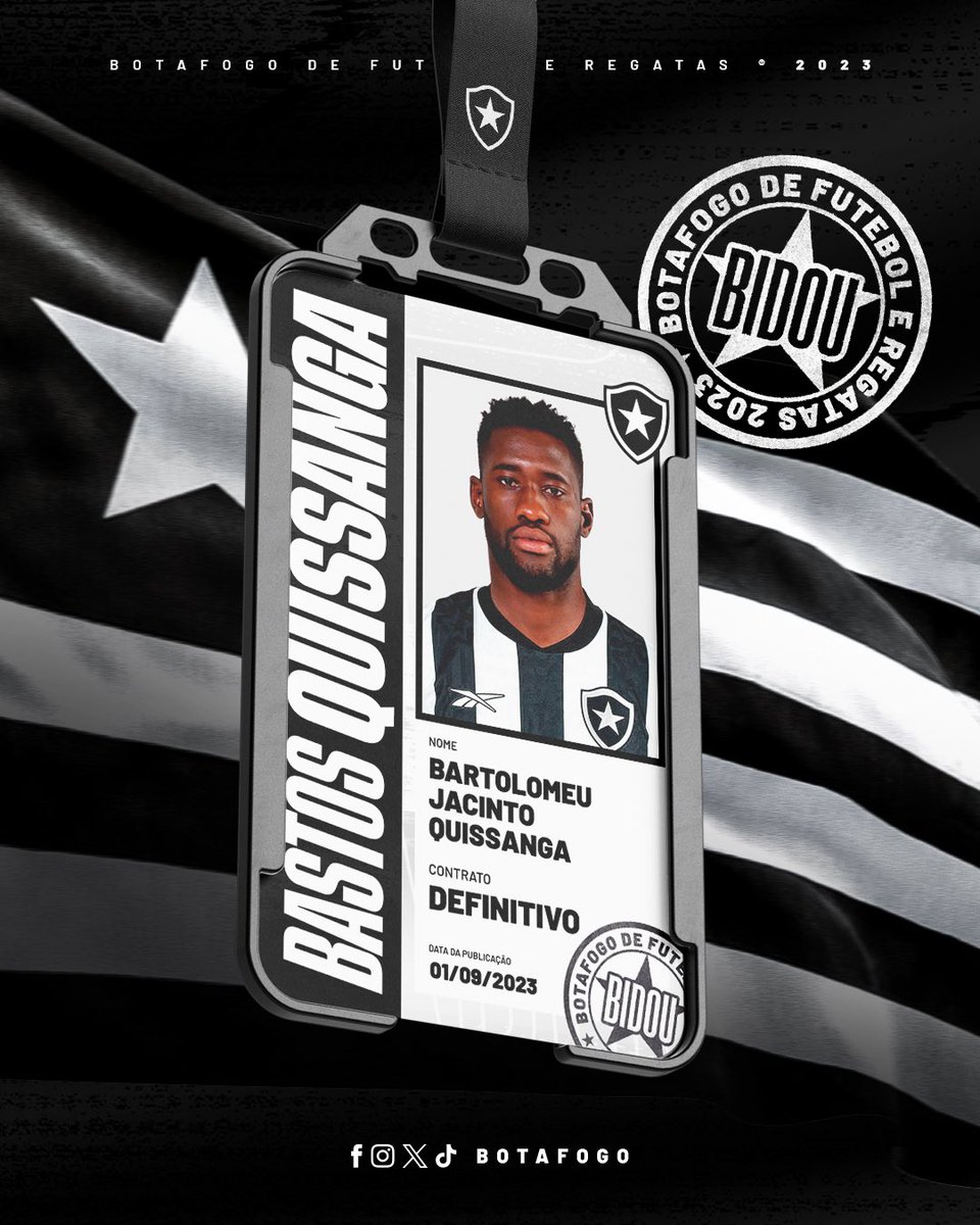 Botafogo's tweet photo. BIDOU! 🪪⭐️

Botafogo regulariza Bastos Quissanga! 🇦🇴⚽️ #VamosBOTAFOGO https://t.co/PtnJBIRfXX