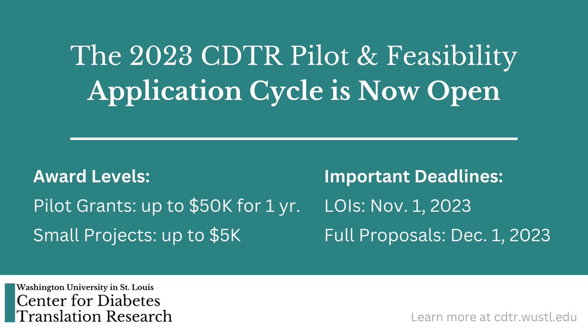 WUCDTR's tweet photo. The #CDTR is soliciting applications for the 2023 Pilot and Feasibility Program. LOI is due by Nov. 1, 2023. Learn more at https://t.co/NCpTxEZKZL https://t.co/kmxoBNRWbH