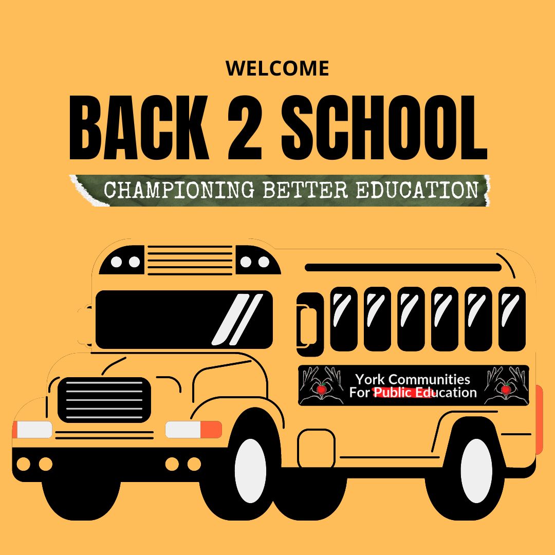 Welcome back students, educators and parents. Our school communities deserve proper resources, smaller class sizes and safe school buildings free from violence. Count on our support to continue this fight. #onpoli #backtoschool #ycfpe