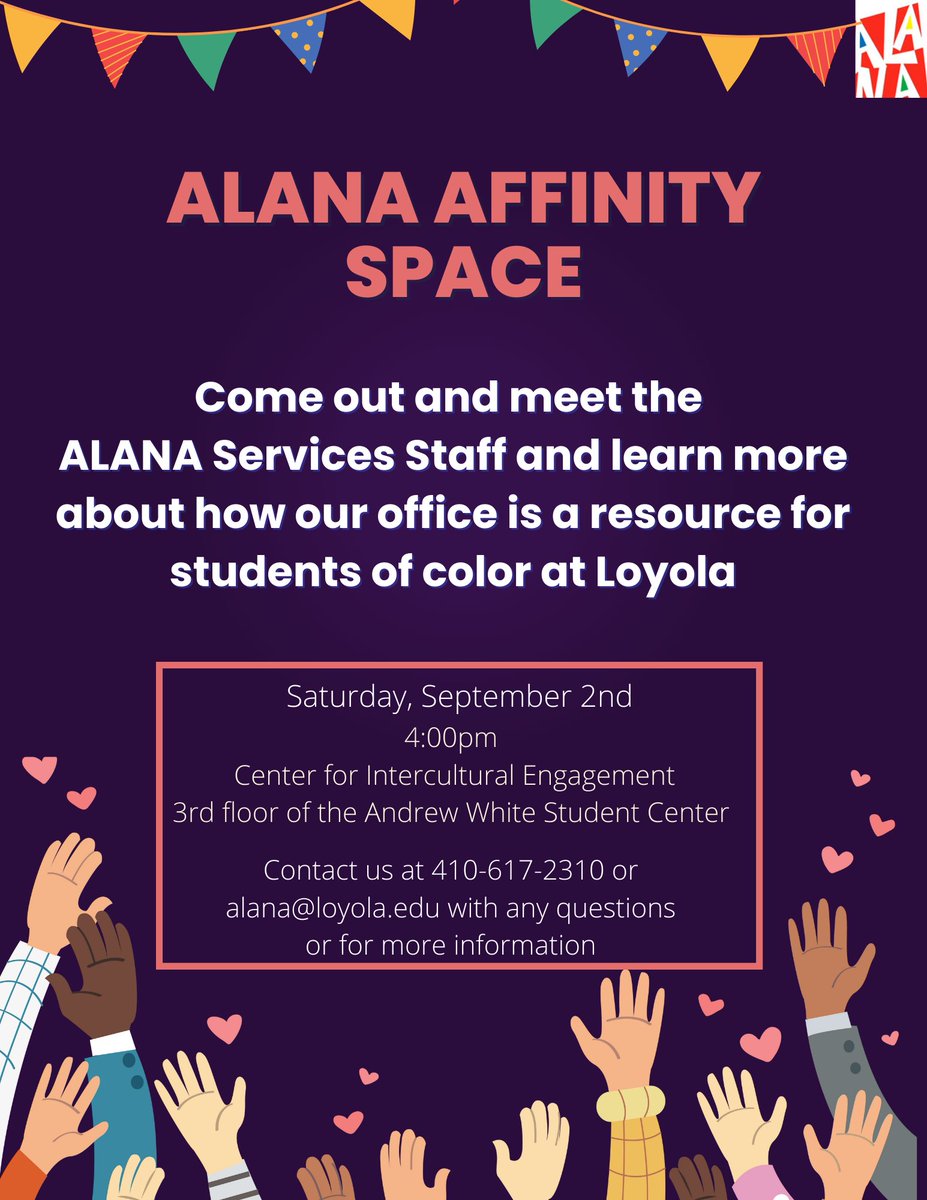 ALANA_Services's tweet photo. Welcome Class of 2027! We invite you to join us on Saturday, September 2nd for the ALANA Affinity Space meet up. We will meet in the Center for Intercultural Engagement on the 3rd floor of the Andrew White Student Center (upstairs from Boulder Café) at 4pm. Mark your calendars! https://t.co/i4sa2rAWwn