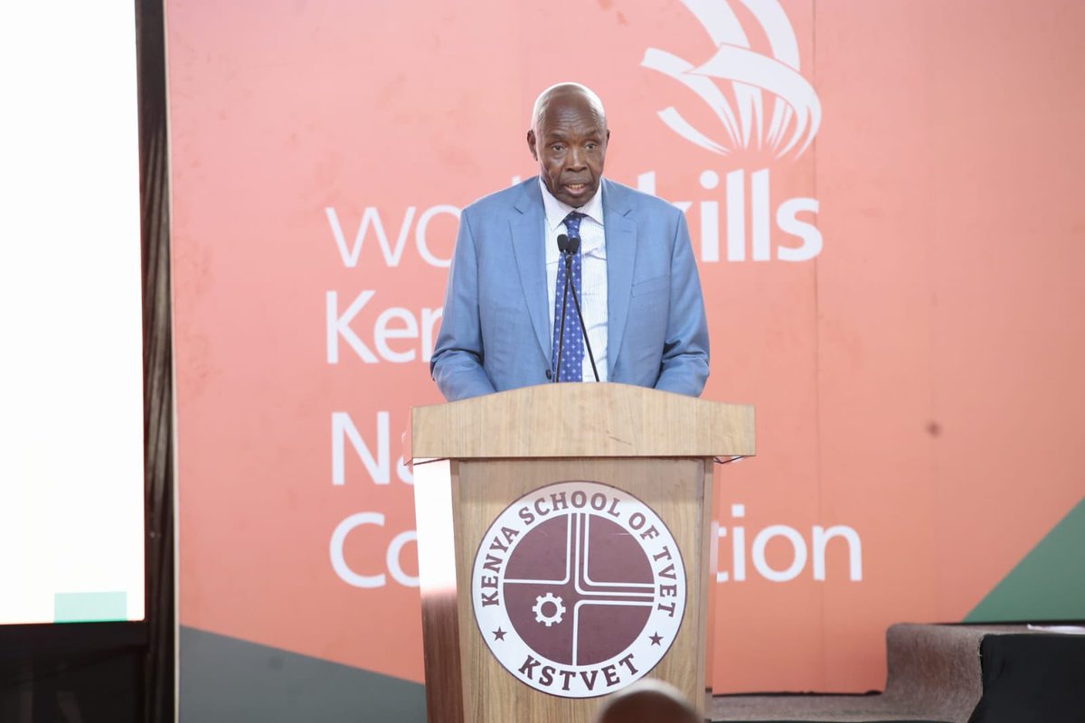 Worldskills254's tweet photo. Education CS; Hon @machoguezekiel giving his remarks at the #WorldSkillsKenya closing ceremony held at @kstvet 👏🏾👏🏾 https://t.co/hKRusHNY05
