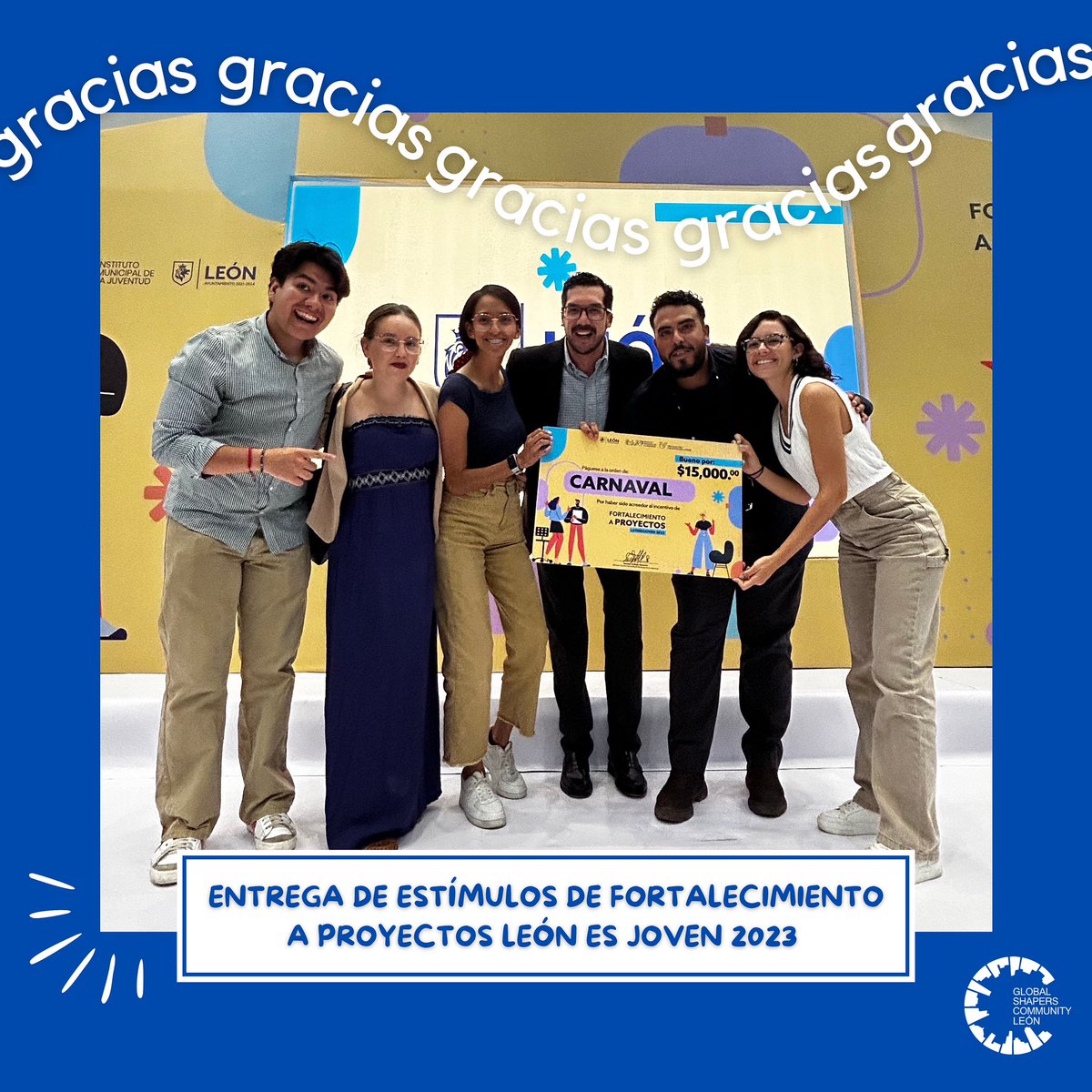 ¡Estamos muy feliceees! 💙

Gracias @Leon_Joven por elegirnos dentro de los proyectos que recibieron un estímulo de fortalecimiento, que usaremos para seguir impactado de manera positiva a las infancias de nuestra ciudad.

Let’s keep shaping 🦁 TOGETHER!

#GlobalShapersCommunity