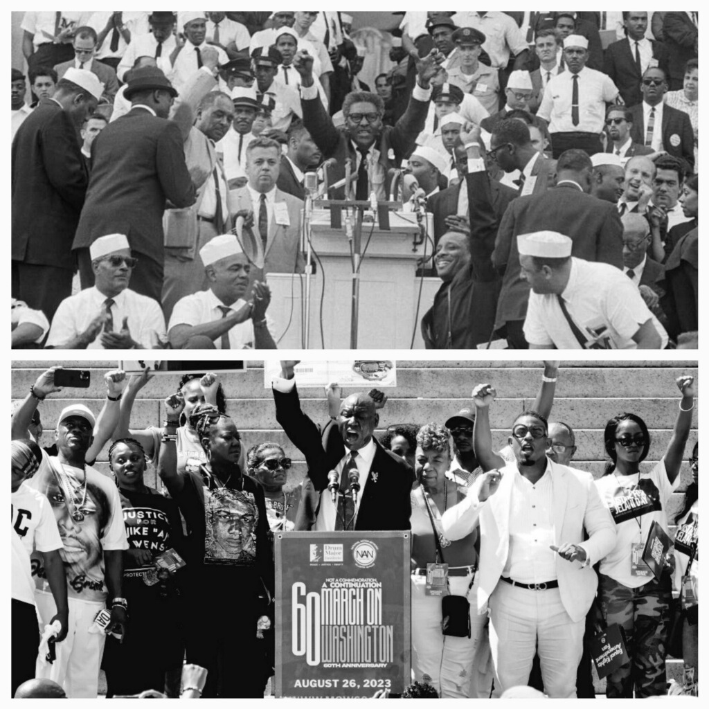 Powerful! 1963 vs. 2023. Years later, the cause and our fight for equality and justice remain the same! Now more than ever, we must defend the civil rights our leaders fought so fiercely to gain! #MOW60