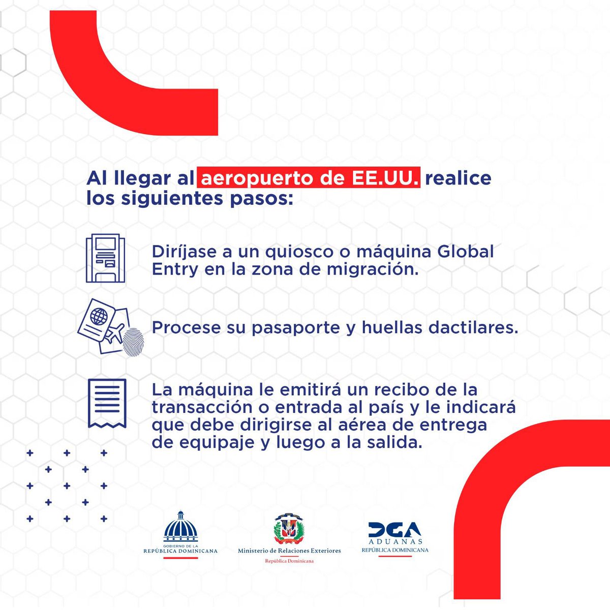 MIREXRD's tweet image. Para #RD🇩🇴, formar parte del programa #GlobalEntry es un hito transcendental.  

Esta membresía es útil para todas las dominicanas/os que poseen visa estadounidense vigente, y sirve exclusivamente para agilizar los trámites migratorios y aduaneros de entrada a los #EEUU 🇺🇸.