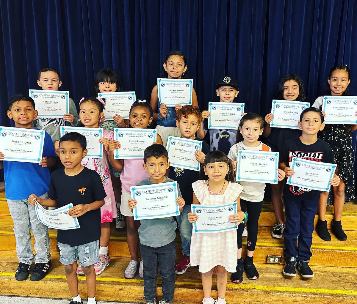 These amazing Mustangs were selected by their teachers and recognized today for being safe, responsible, and respectful at our student of the month assembly. #IBelieveInFusd #PBIS