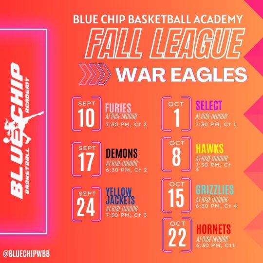 Come check out some of our games! 🚨First game is September 10th at Rise 7:30pm on court 2. <a href="/CoachLAdams/">Lindsey Adams</a> <a href="/BlueChipWBB/">Triad Blue Chip WBB</a> <a href="/DCHSWBB/">DCHS War Eagles WBB</a> <a href="/CoachBCH/">Brittany Cox Hudson</a>