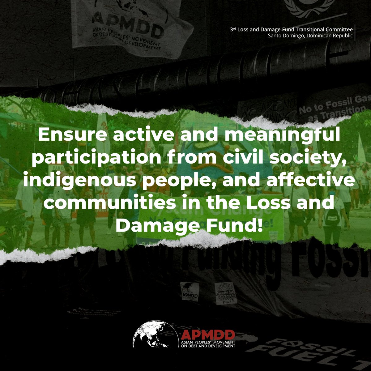 Time to shift the balance of power! Civil society, #IndigenousPeoples, local communities representing the Global South, must be central, not sidelined, in international processes. Their knowledge, perspectives & lived realities must be at the heart of #LossAndDamage actions.