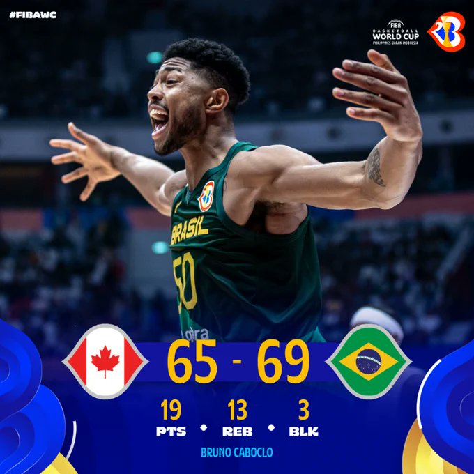 OneSportsPHL's tweet photo. THIS IS BRASIL!!!
Brazil slows the pace and frustrates the fancied Canadians, moving to one win away from the World Cup quarterfinals!
📷 FIBA
#FIBAWC x #WinForBrazil https://t.co/Fb3Z9P7GGD