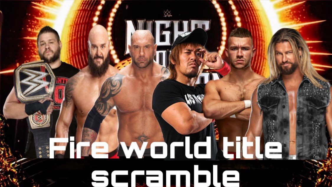 DFW_Wrestling's tweet photo. @Treeman157 @Jmb2Justin @VegeTomiokaWSW @AENITRO @WillTheMan100 @ironsheikfan @TheEyeOfTerra And in our main event the fire world title scramble match as Kevinismus @besitztefed defends against VKN @VKN25118212 , Brody White Nite @VegeTomiokaWSW , Tekaya @TokyoTeenager . Keeton Bryant @bulletclubcole and TJ Styles @TJ_STYLESS ! https://t.co/8Dmu6QqZBw