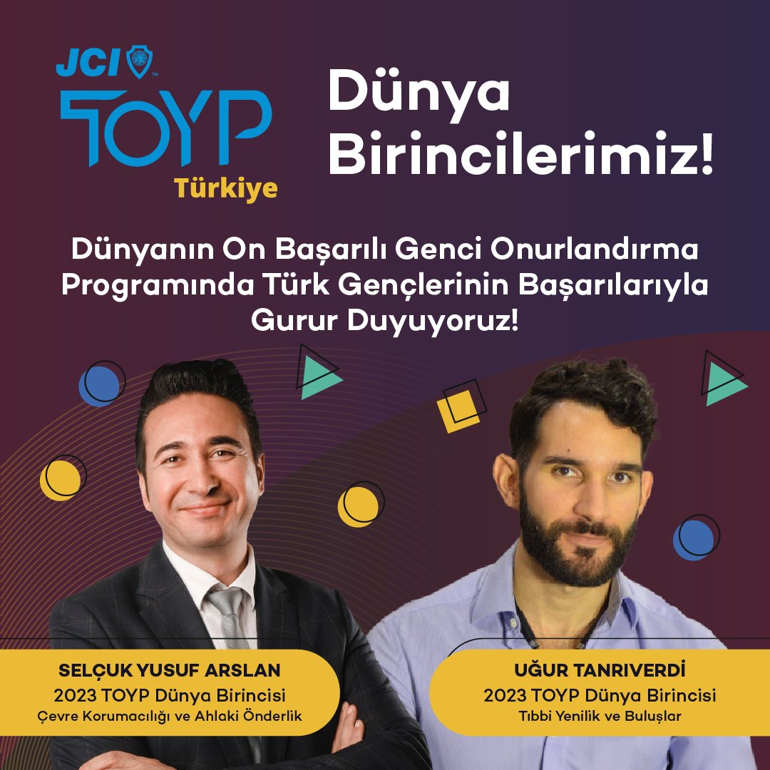 Bu Gurur Bizim!

2023 TOYP Global Programı'nda ülkemizi temsil eden iki değerli gencimiz kategorilerinde dünya birincisi olarak ülkemizi gururlandırdılar.

Selçuk Yusuf Arslan'ı ve Uğur Tanrıverdi'yi gönülden tebrik ederiz.