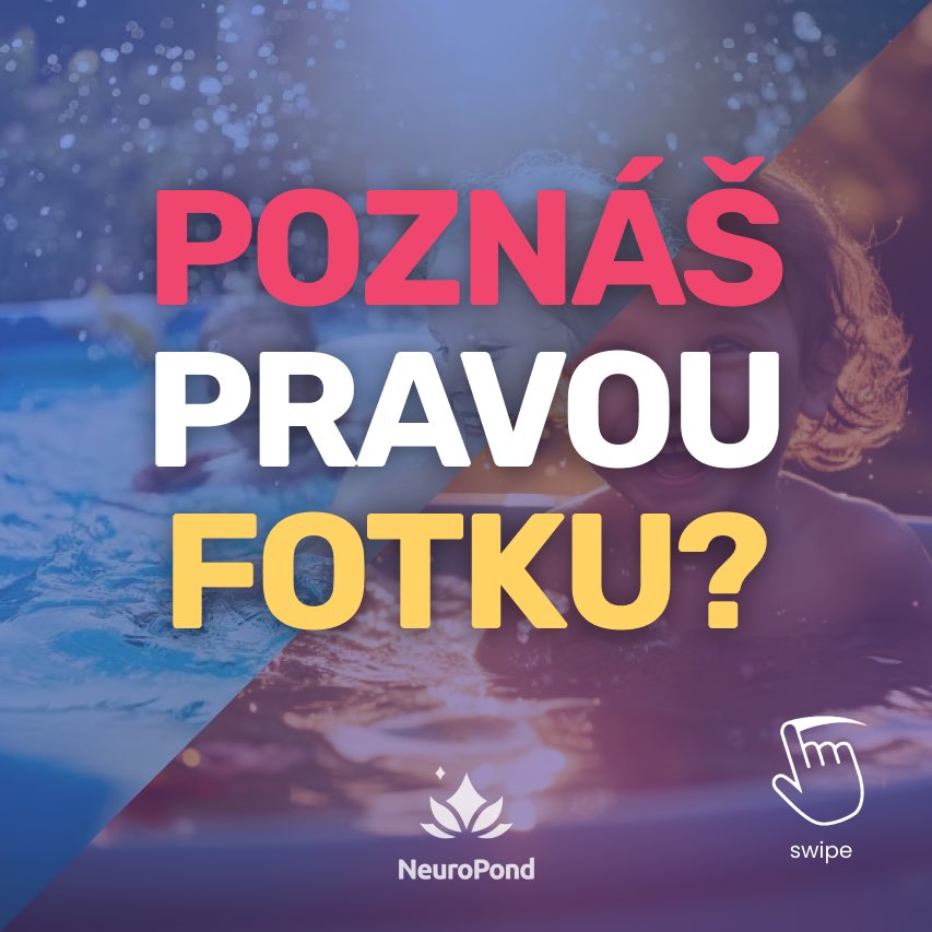 neuropond's tweet photo. 🔍👁 dvacáté pokračování hry jménem Poznáš pravou fotku?. 

Tentokrár zde máme dva obrázky dětí v bazénu, ale pouze jeden je skutečný, druhý byl vytvořen umělou inteligencí. 

Dokážeš poznat, který je pravý? Komentuj svou odpověď a sdílej s přáteli https://t.co/z5vpP3AadN