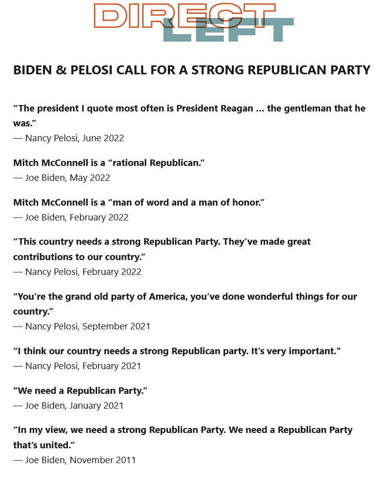 <a href="/ProudSocialist/">Power to the People ☭🕊</a> Elected Democrats are carrying out "Republican" goals.

In 2024 they want you to either pull the lever for 'Mitch McConnell v2', or Biden/Pelosi (or their replacement pick, like Newsom) who compliments and protects "honorable" Moscow Mitch McConnel.

#Bidenomics