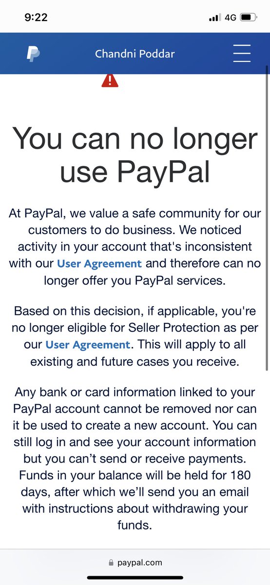 areychan's tweet photo. @AskPayPal I just set my account up yesterday and am already blocked??? Please help me ! https://t.co/Y0o5TSp4TJ